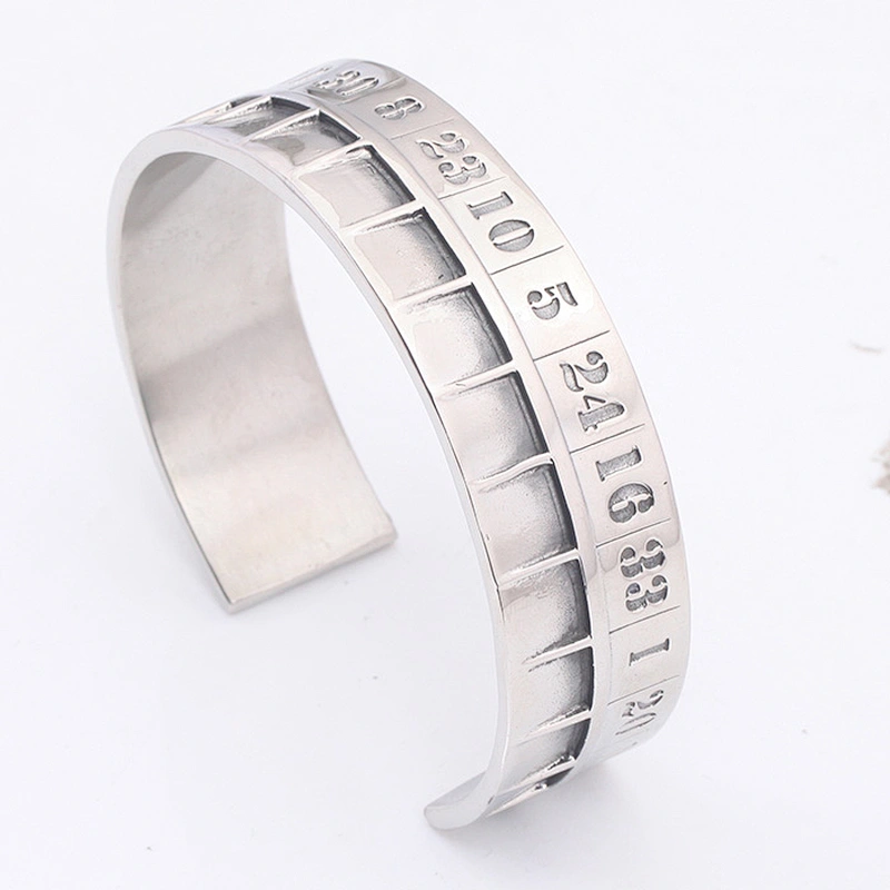 Numbers Mens Tibetan Sterling Silver Cuff Bracelet