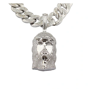 Fashion Hip Hop Cubic Zirconia Jewelry Stainless Steel Jesus Head Pendant