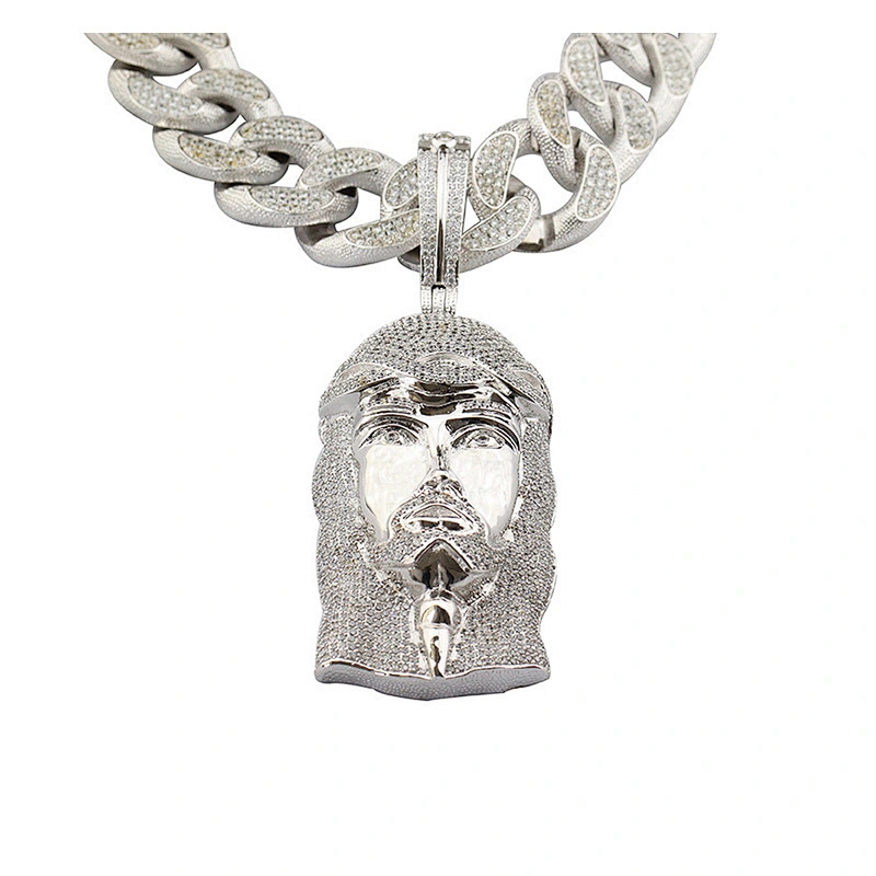 Fashion Hip Hop Cubic Zirconia Jewelry Stainless Steel Jesus Head Pendant