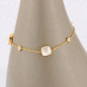 Miss Jewelry Stainless Steel Zircon Charm Bracelet Personalize