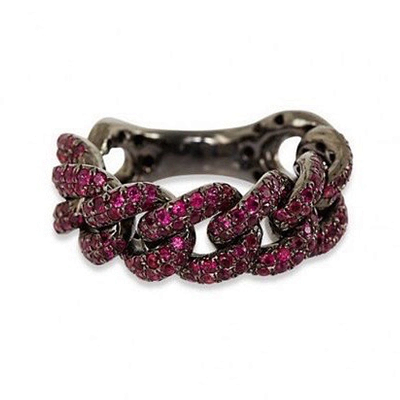 Miss Jewelry CZ Sterling Silver Jumbo Link Ring