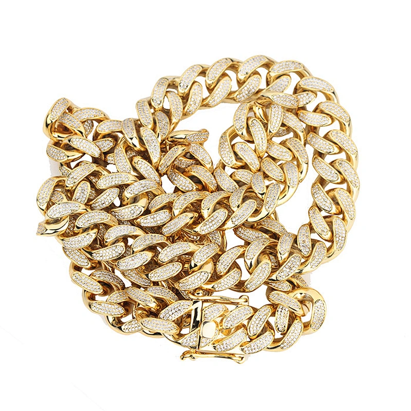 Missjewelry 14k 15mm Mens Iced Out CZ Cuban Link Chain