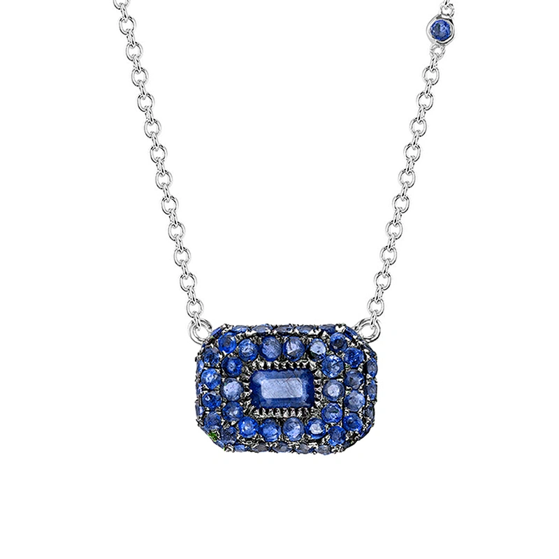 Miss Jewelry CZ Micro Pave Baguette Gemstone Necklace For Women