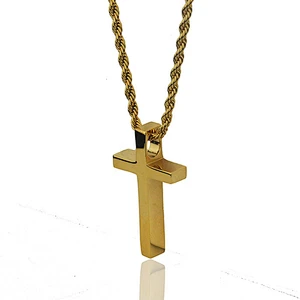 Hip hop simple design stainless steel gold cross pendant, saudi gold pendant MJHP129