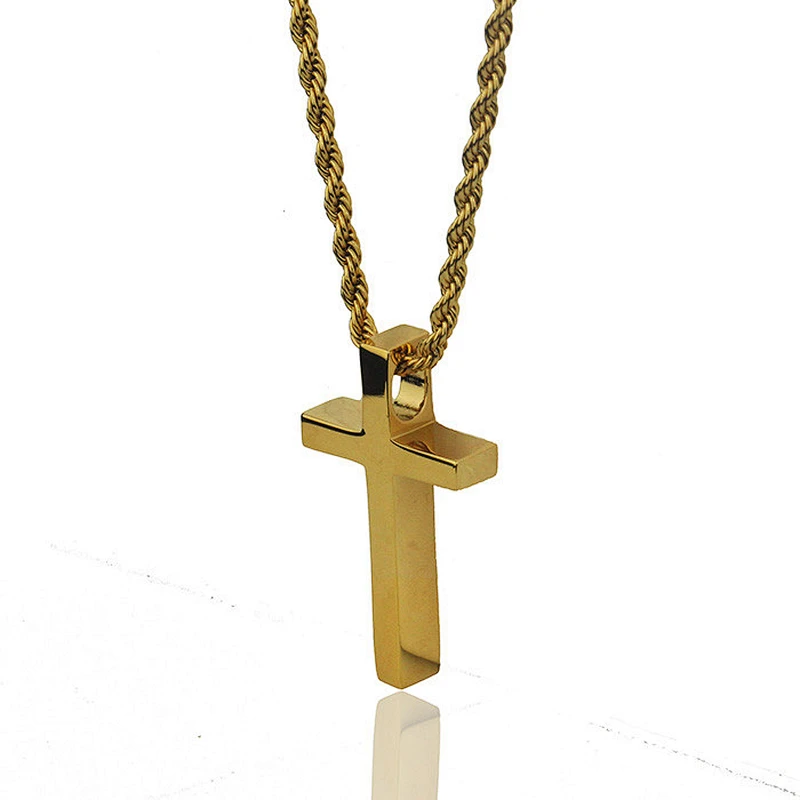 Hip hop simple design stainless steel gold cross pendant, saudi gold pendant MJHP129