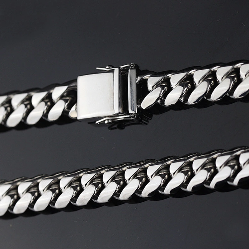 316l Stainless Steel White 18k Gold Plated Chain Necklaces Hip Hop Mens