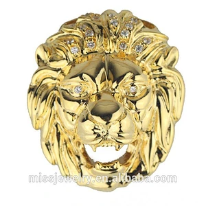 Mens Dubai 18K Gold Chain Lion Head Pendant Designs
