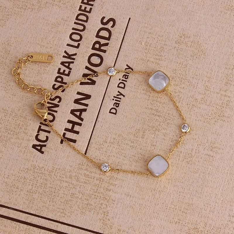 Miss Jewelry Stainless Steel Zircon Charm Bracelet Personalize