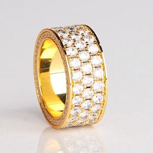 Hip Hop Jewelry 925 Sterling Silver Diamond Gold Mens Ring