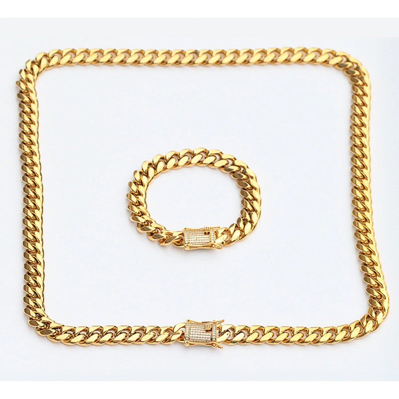Wholesale Jewelry 18k Gold Plated Cuban Chain Copper