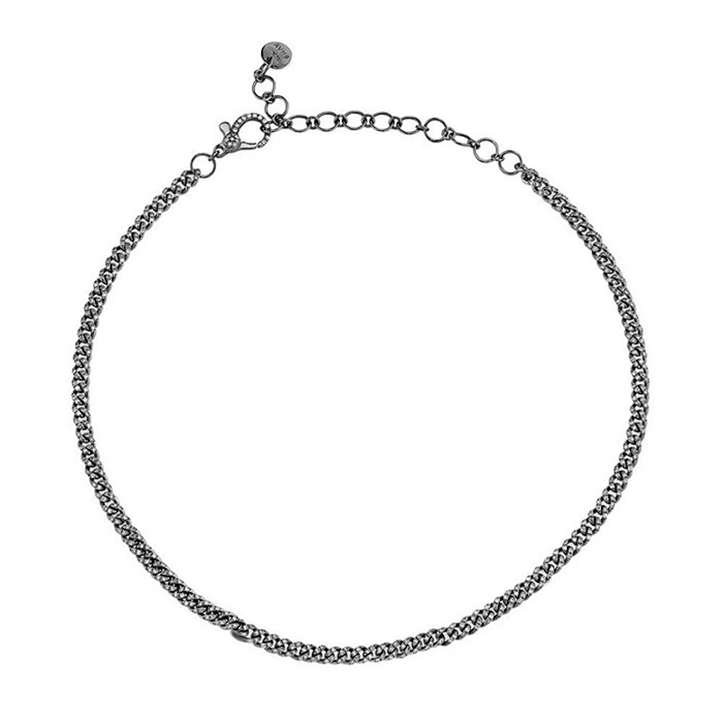 14k Gold plated baby link pave 925 silver choker necklace