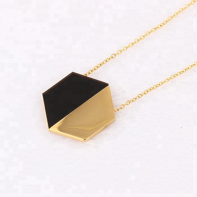 Miss Jewelry Wholesale Jewelry Cheap Miami Hexagonal Tiny Initial Disc Pendant Necklace