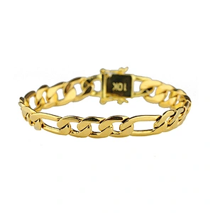 Miss Jewelry Hiphop men 916 gold bracelet weight gold figaro chain bracelet