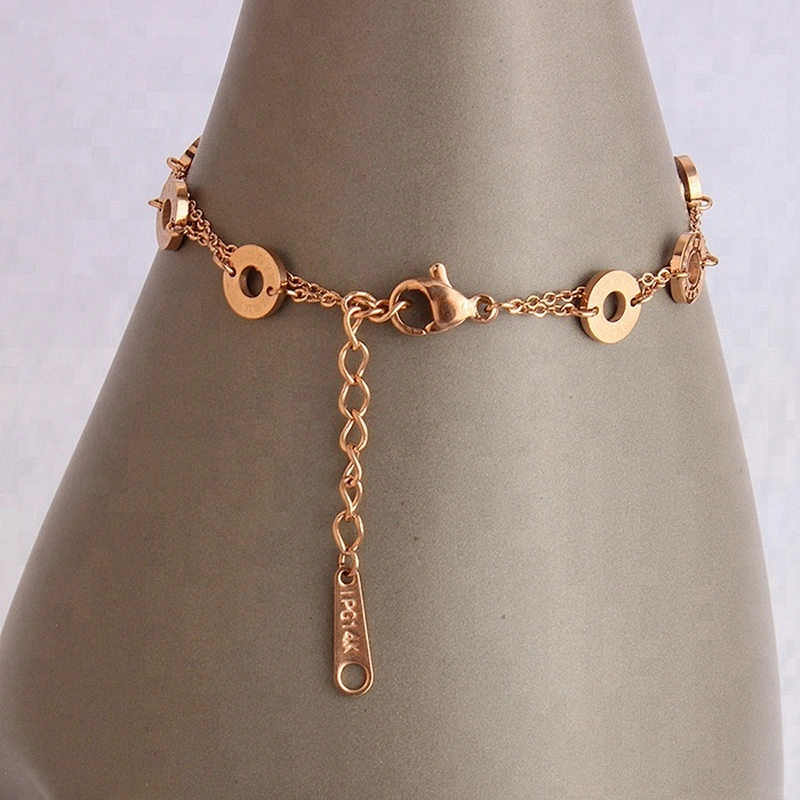 Miss Jewelry Cheap Fashion Jewelry Double Chain 18k Yellow Rose Gold Bracelet Design for Ladies
