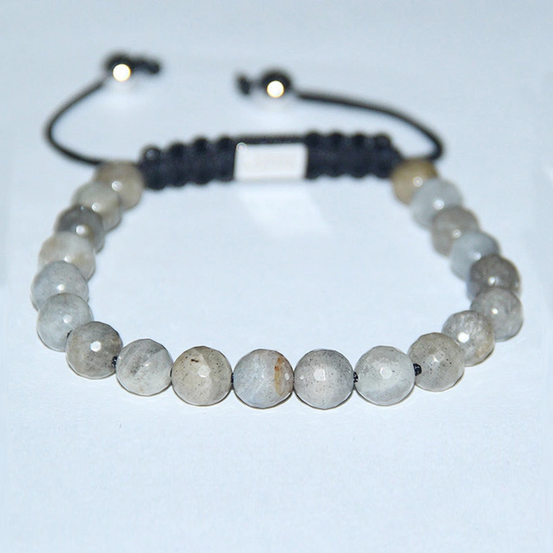 Handmade Luxury Silver Men Rope Stone Beads Bracelet Jewelry MJB009