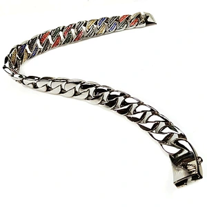 Stainless Steel Diy Gold Diamond Cuban Chain Dog Collar