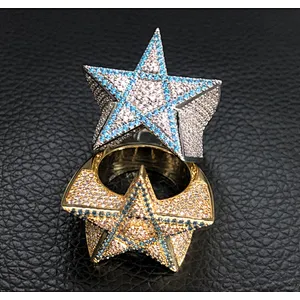 Miss Jewelry Hot Selling Hip Hop Ring 925 Sterling Silver Gold Plated Ice Out Men's Ring
