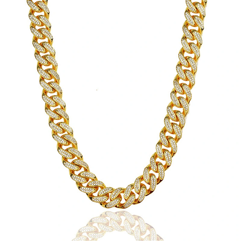 15mm CZ Micro Pave Diamond Cuban Link Chain Men Hip Hop Chain