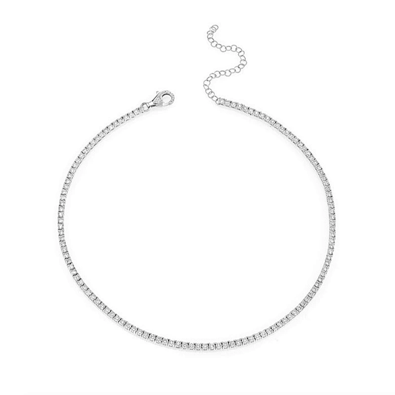 New arrival pave diamond tennis choker necklace