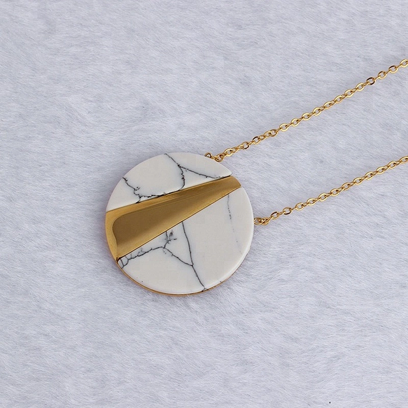 Miss Jewelry Women's Gold Gemstone Stone Pendant Necklace