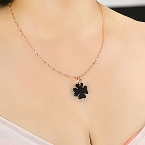 Four-leaf Flower Lucky fashion jewelry women black ceramic necklace