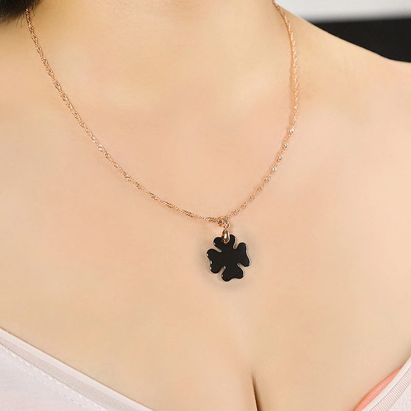 Four-leaf Flower Lucky fashion jewelry women black ceramic necklace
