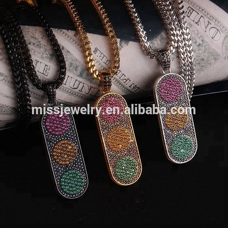 Traffic Light Led Pendant Jewelry with Chain Hip Hop Jewelry