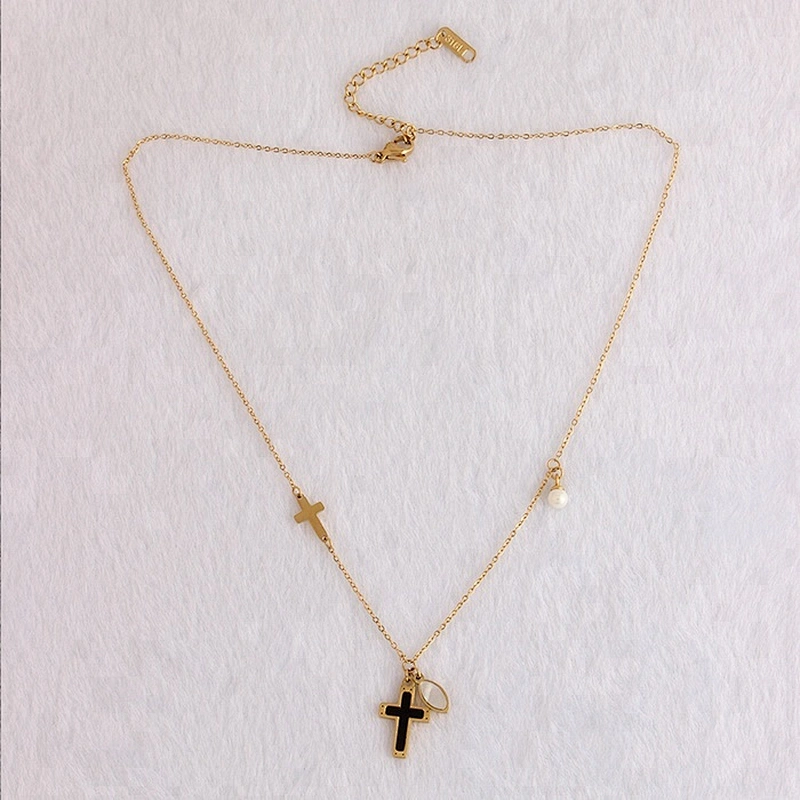 Miss Jewelry Cheap Fashion 14k Gold Chains Silver Iced Out Cross Necklace