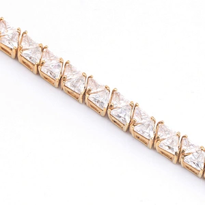 Miss Jewelry 4mm 18k Gold plated 925 silver mens iced out diamond bracelet