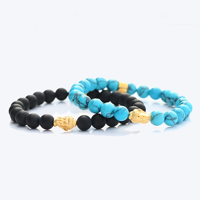 Steel Elastic Black Bead Bracelet