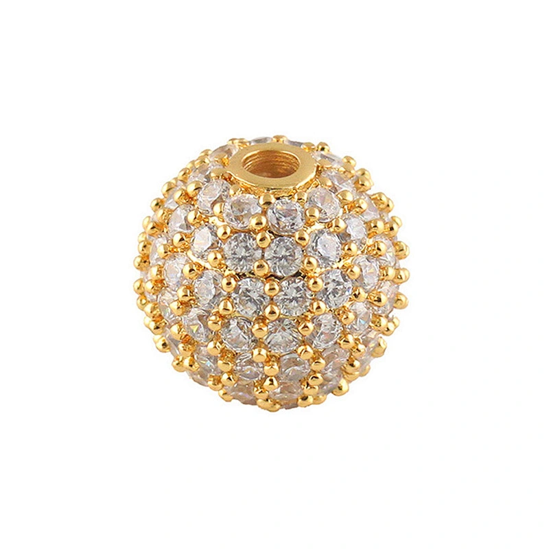 Engraved cubic zirconia pave jewelry beads wholesale