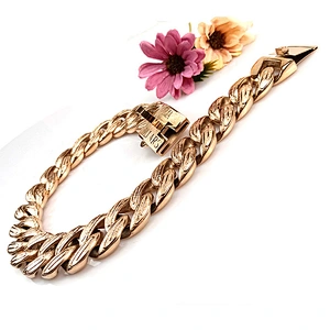 Stainless Steel Dog Collar Cuban Link Chain Dog Training