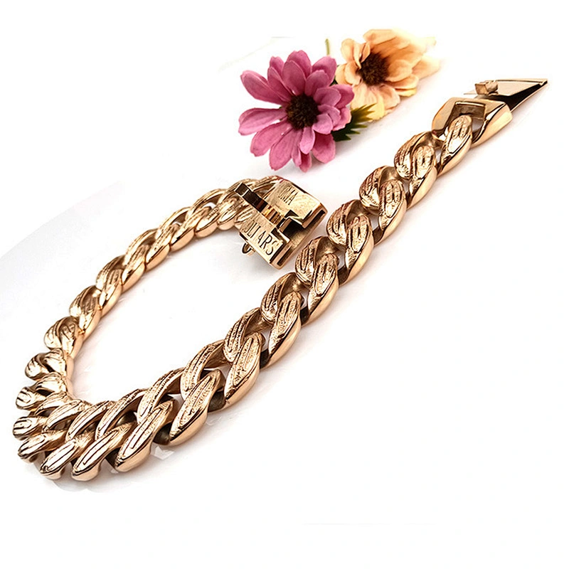 Stainless Steel Dog Collar Cuban Link Chain Dog Training