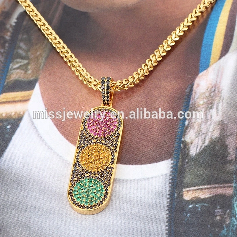 Traffic Light Led Pendant Jewelry with Chain Hip Hop Jewelry