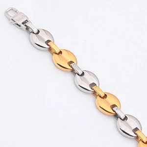 Fancy Long Mens Stainless Steel 18Kgp Gold Plated Jewelry Link Chain Necklace