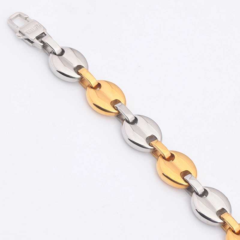 Fancy Long Mens Stainless Steel 18Kgp Gold Plated Jewelry Link Chain Necklace