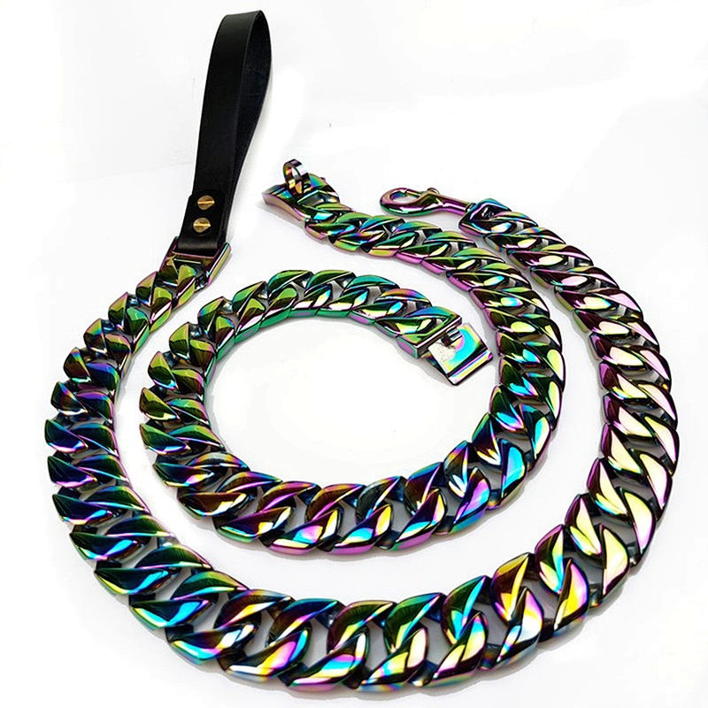 Stainless Steel Big Heavy Fancy Pet Dog Chain Gold Collar