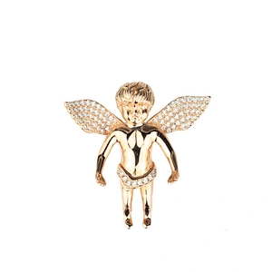 Hip pop angel wing micro pave iced out jewelry angel pendant China wholesale