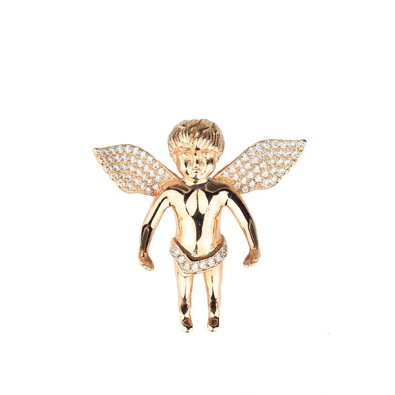 Hip pop angel wing micro pave iced out jewelry angel pendant China wholesale