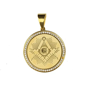 hip hop gold jewelry 14k plating cz paved masonic gold pendant designs men pendant
