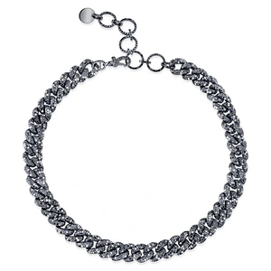 12mm Wide iced out micro paved lab black diamond twinkle cuban choker necklace
