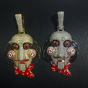 Missjewelry Hip Hop 925 Sterling Silver Men Clown Pendant Iced Out with Chain