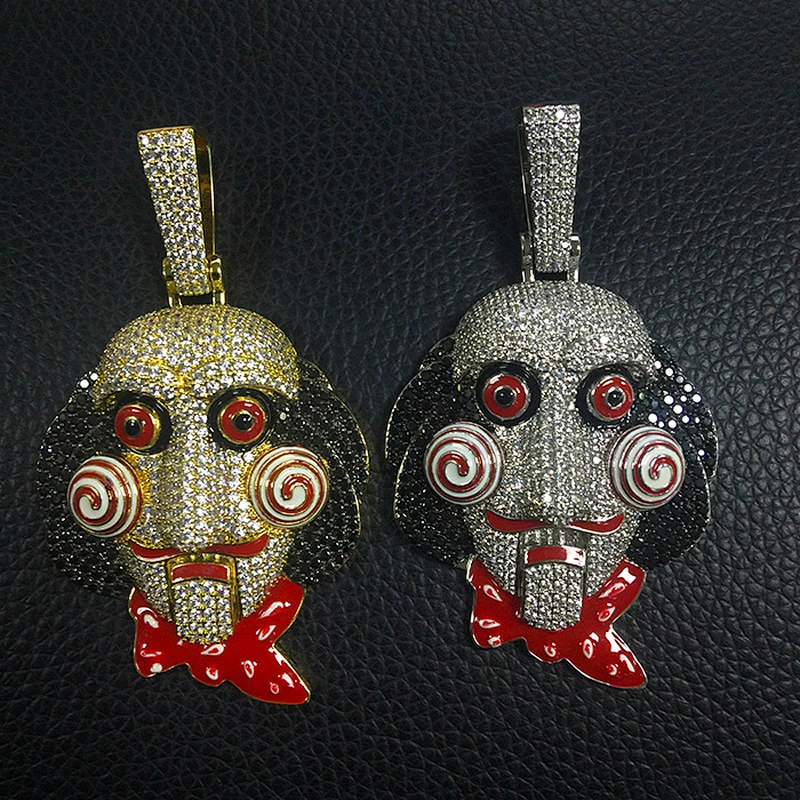 Missjewelry Hip Hop 925 Sterling Silver Men Clown Pendant Iced Out with Chain