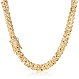 Missjewelry hip hop mens uban Jewelry 18k gold cz chains, high quality prong cuban chain