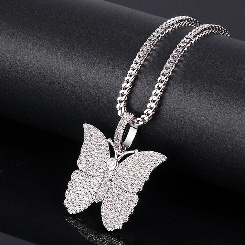Hiphop CZ Metal Gold Pendants Jewelry Making, Butterfly Gold Pendant Necklace