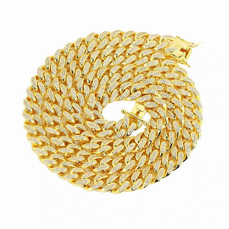 15mm CZ Micro Pave Diamond Cuban Link Chain Men Hip Hop Chain