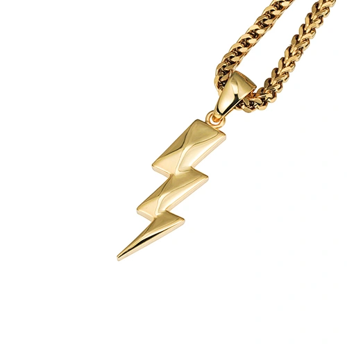 Urban Jewelry Mens Stainless Steel lightning Gold Pendants Design for Men