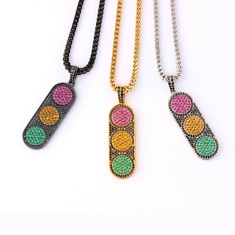 Traffic Light Led Pendant Jewelry with Chain Hip Hop Jewelry