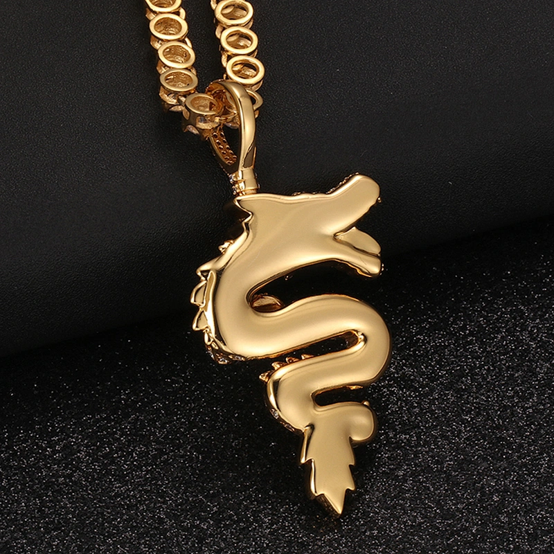 High Quality Mens Urban Jewelry Dragon 18k Gold Hip Hop Pendant