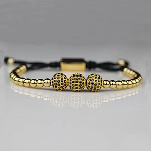 European Stainless Steel Bead Bracelet With Stone, Stainless Steel Charm Bracelet MSBB011